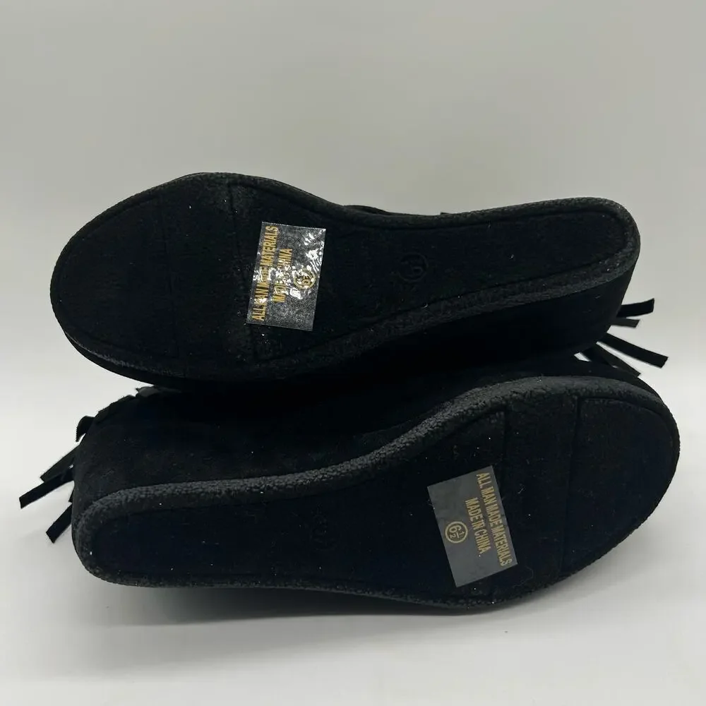 Top Moda Boots Womens 6.5‎ Black Moc Toe Lace Up Wedge Moccasin Bootie NEW